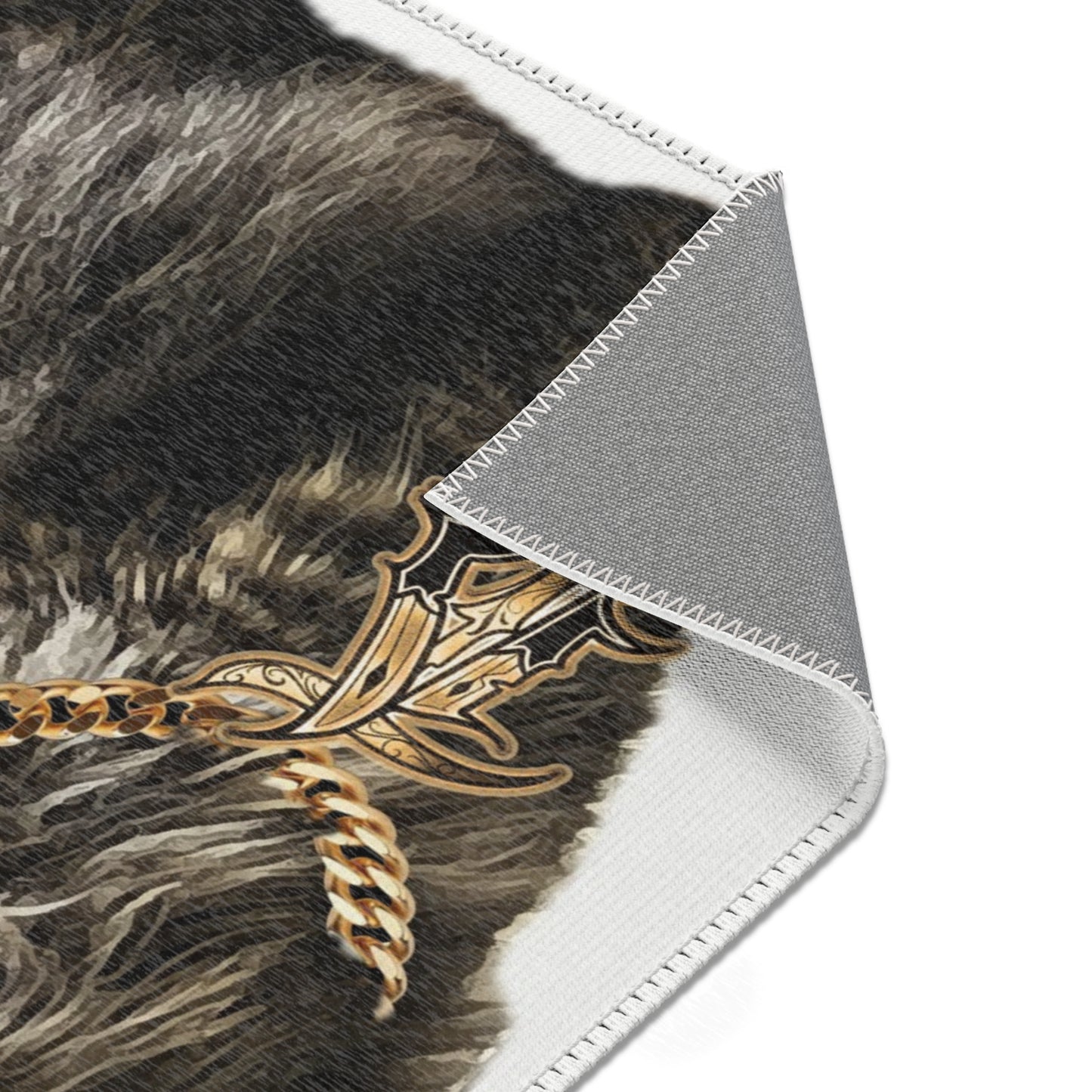 Stylish Cat Area Rug with Gold Chain Design - Perfect for Cat Lovers