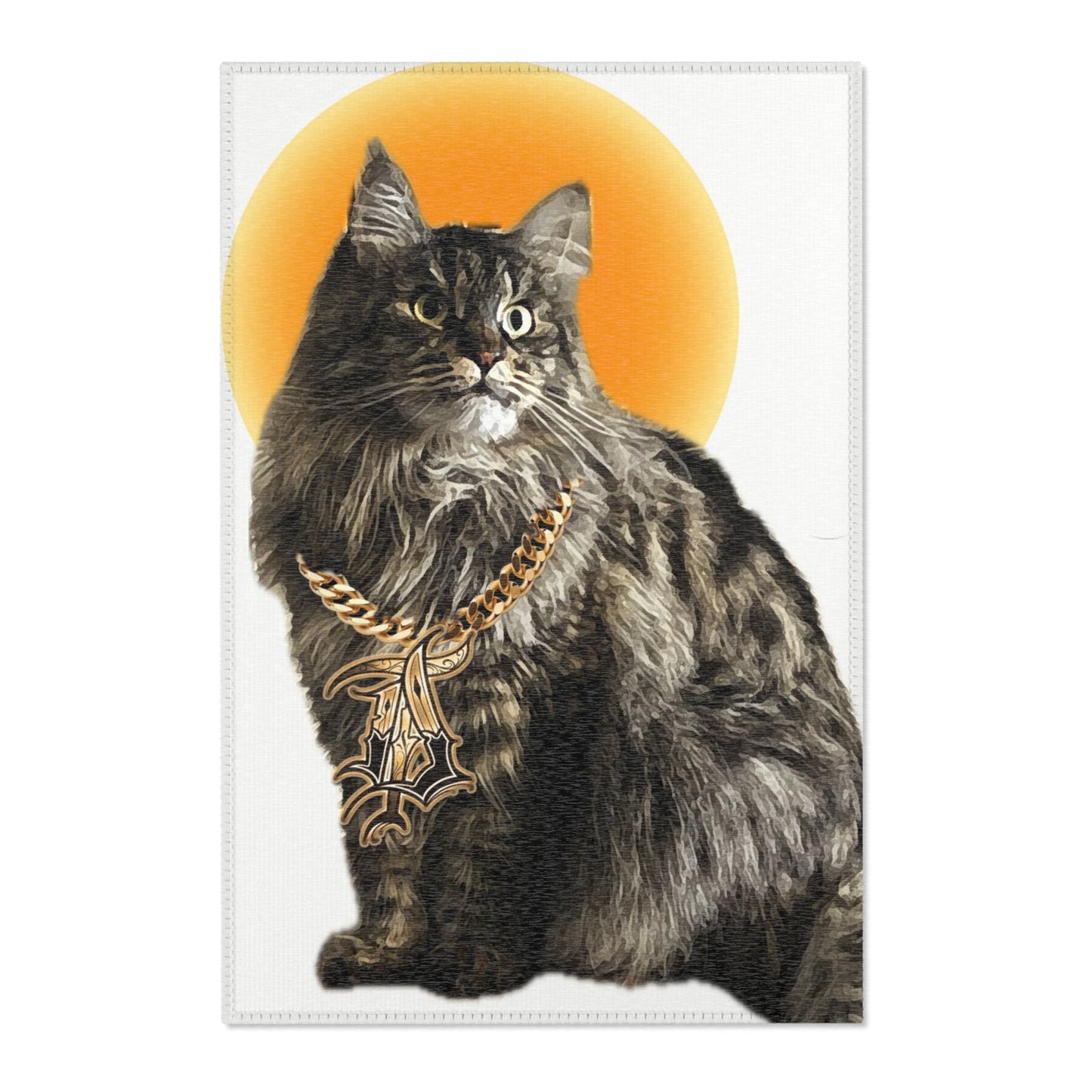 Stylish Cat Area Rug with Gold Chain Design - Perfect for Cat Lovers