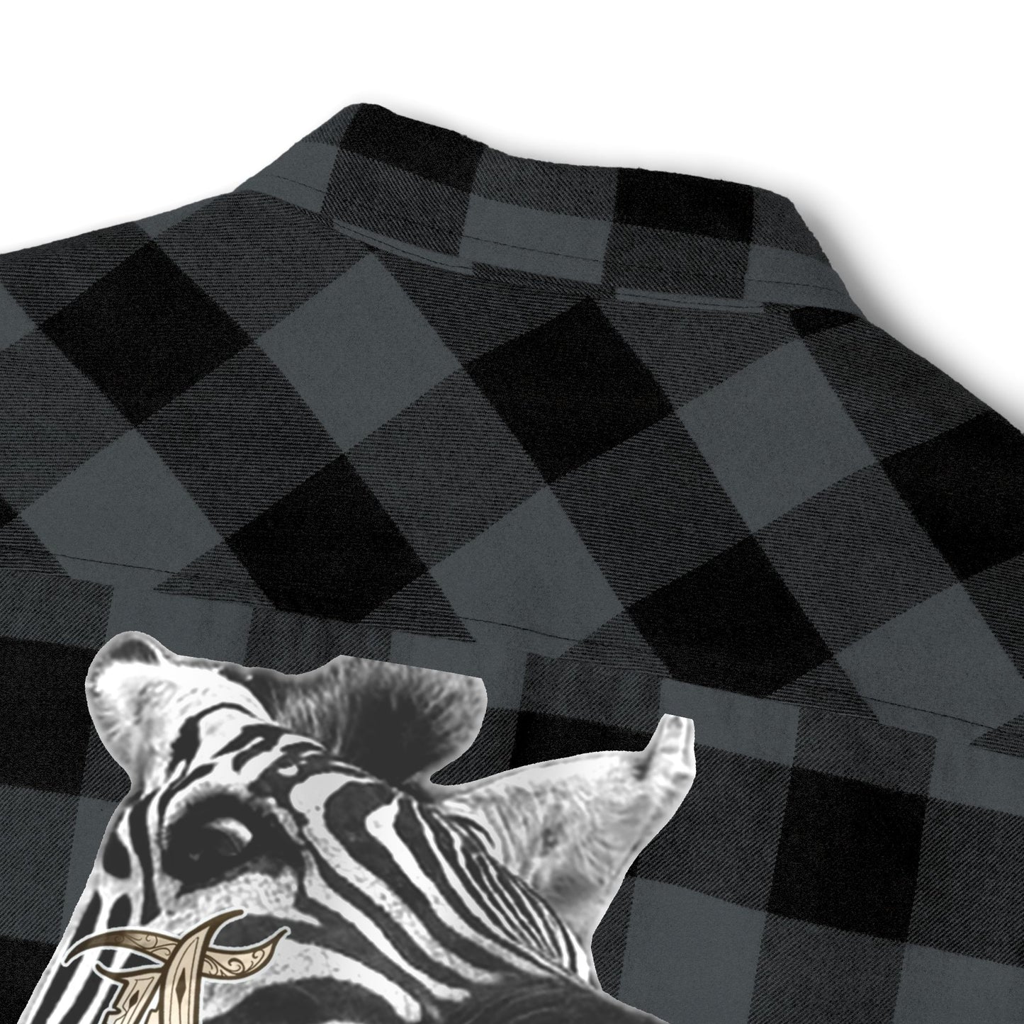 Unisex Flannel Shirt with Bold Zebra Graphic –