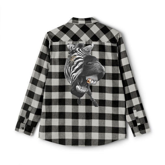 Unisex Flannel Shirt with Bold Zebra Graphic –