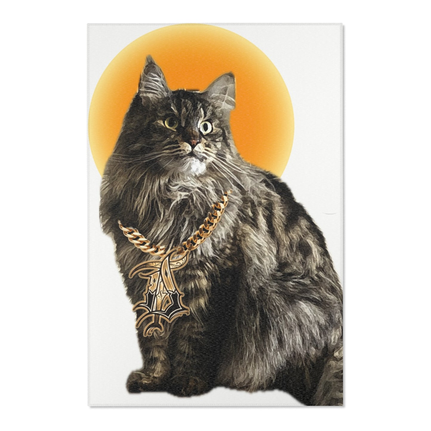 Stylish Cat Area Rug with Gold Chain Design - Perfect for Cat Lovers