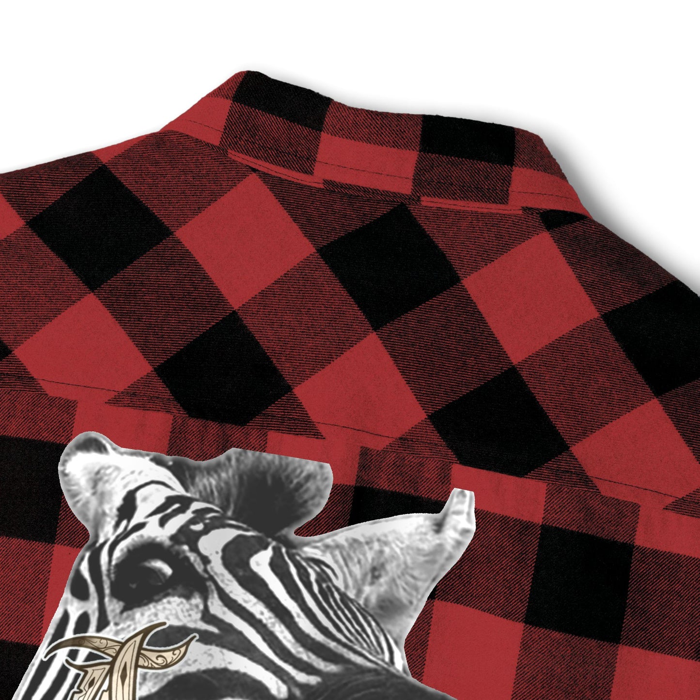 Unisex Flannel Shirt with Bold Zebra Graphic –