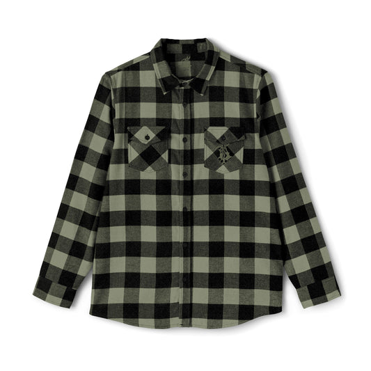 Unisex Flannel Shirt - Cozy Green Plaid with Graphic Back