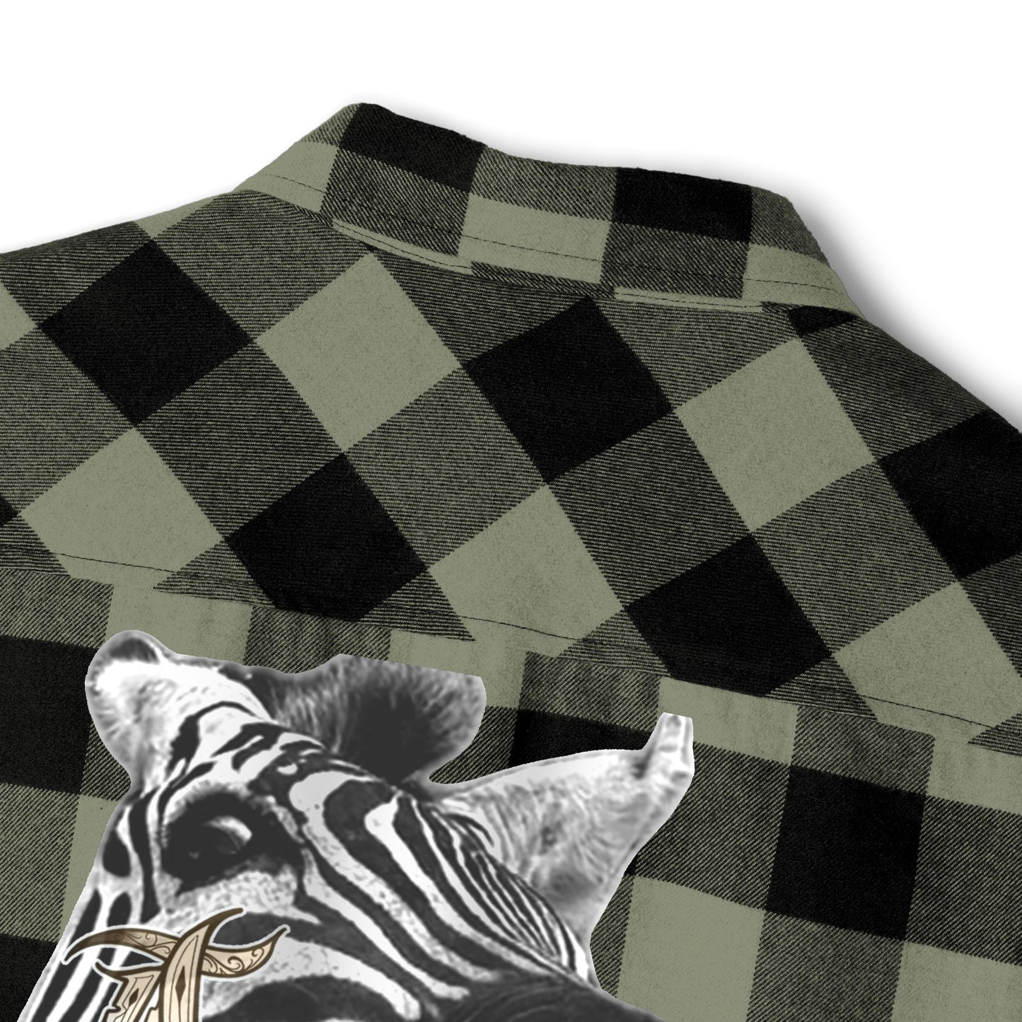 Unisex Flannel Shirt with Bold Zebra Graphic –