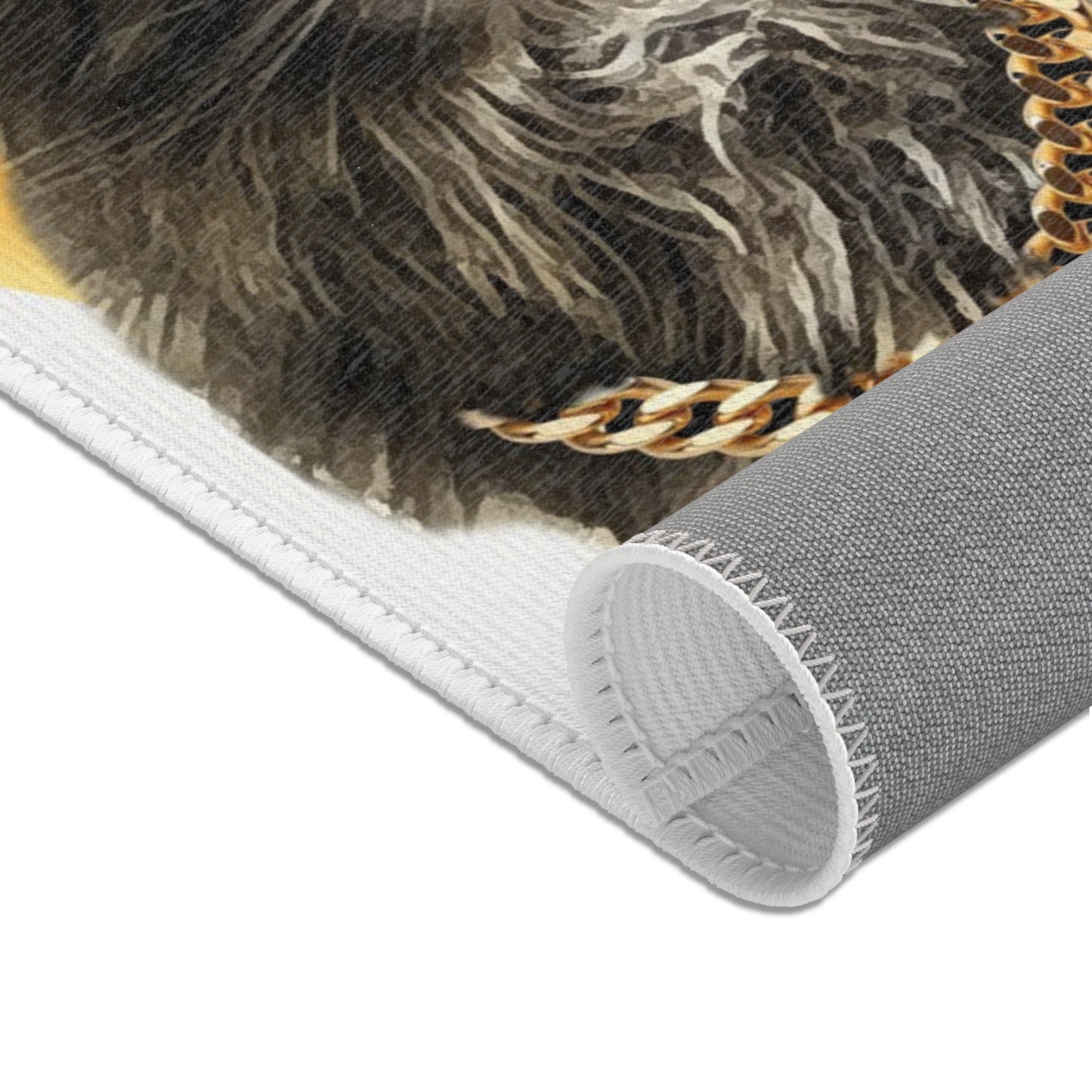 Stylish Cat Area Rug with Gold Chain Design - Perfect for Cat Lovers