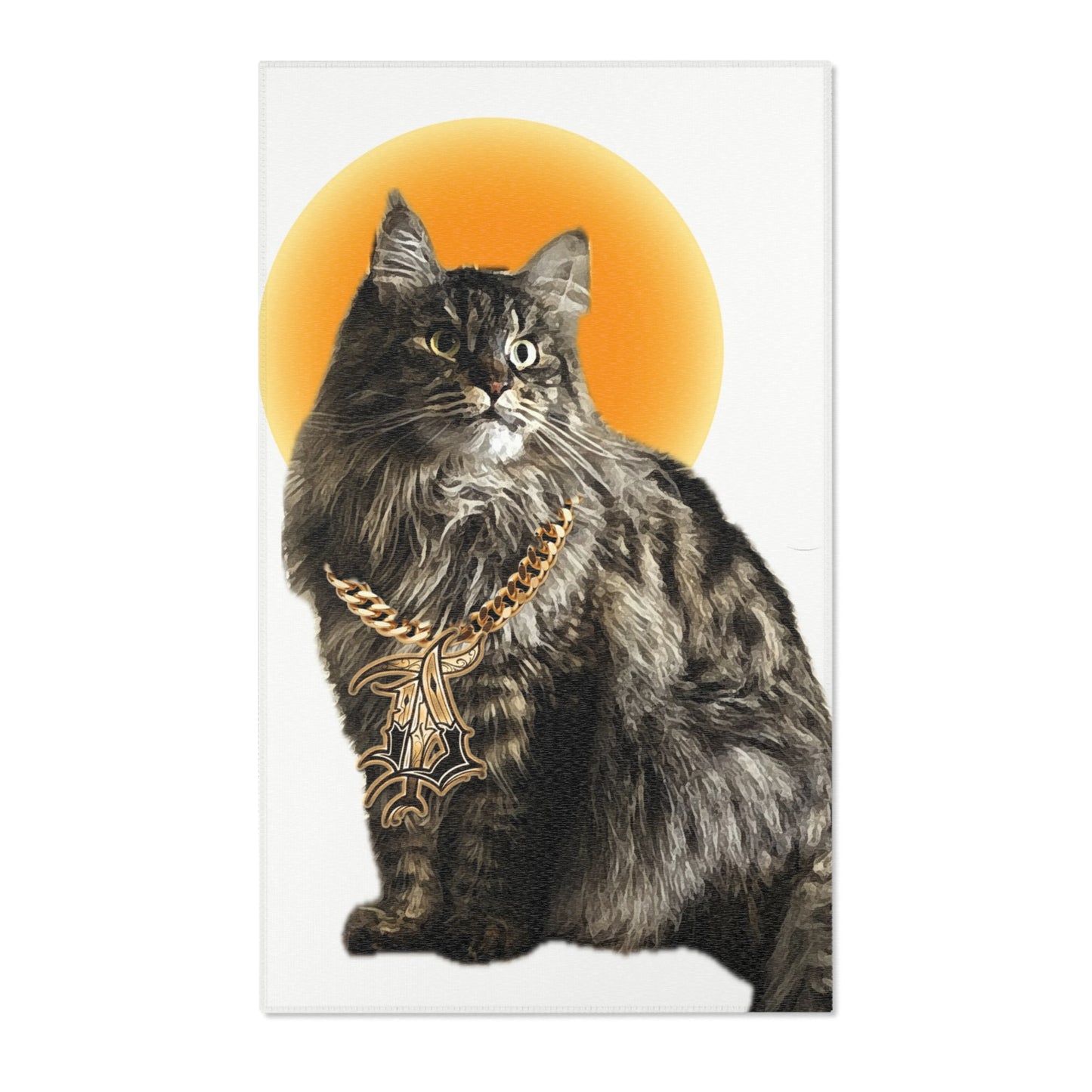 Stylish Cat Area Rug with Gold Chain Design - Perfect for Cat Lovers