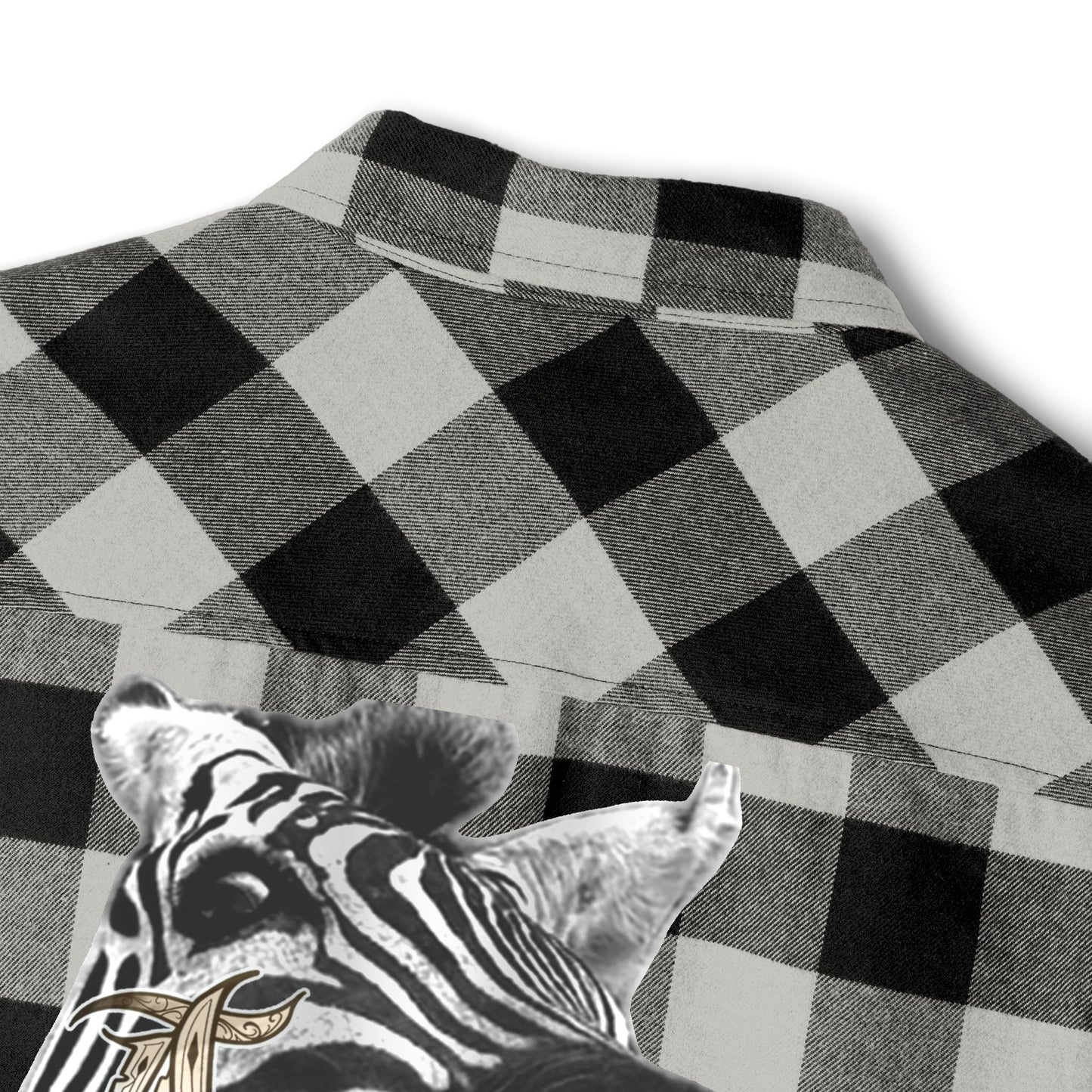 Unisex Flannel Shirt with Bold Zebra Graphic –
