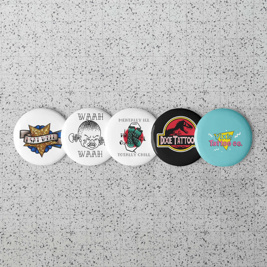 Set of pin buttons